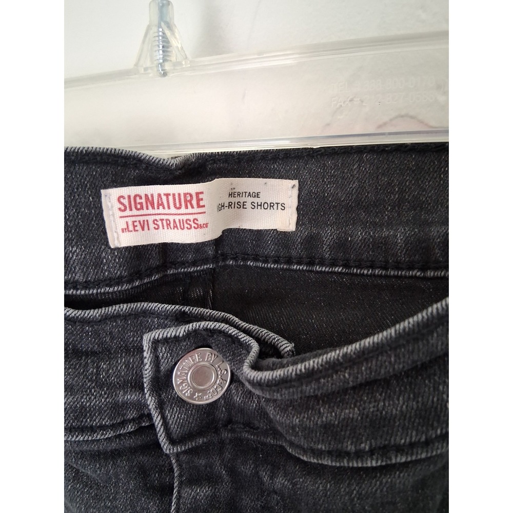 Signature Levi Strauss Black‎ Jean Shorts High Rise Womens Size 18 Grunge 90s - Picture 2 of 7